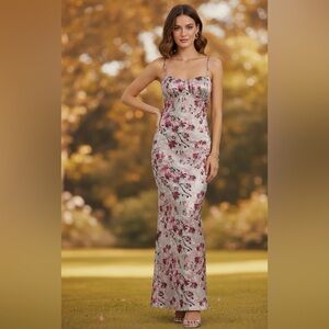 One Clothing Pink Floral Maxi Dress size L